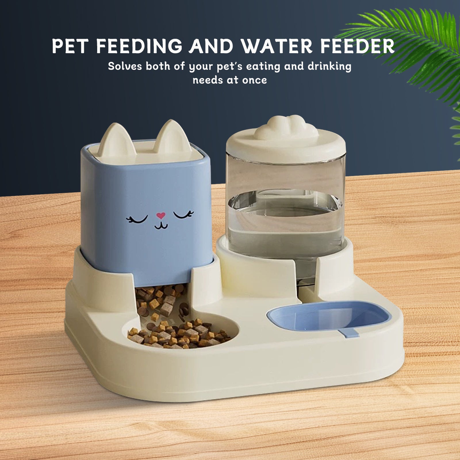 Dispositivo de alimentación y bebida para mascotas con apariencia súper linda, ingeniosamente diseñado con separación seca y húmeda, adición automática de agua, universal para gatos y perros, resuelve fácilmente los problemas de alimentación