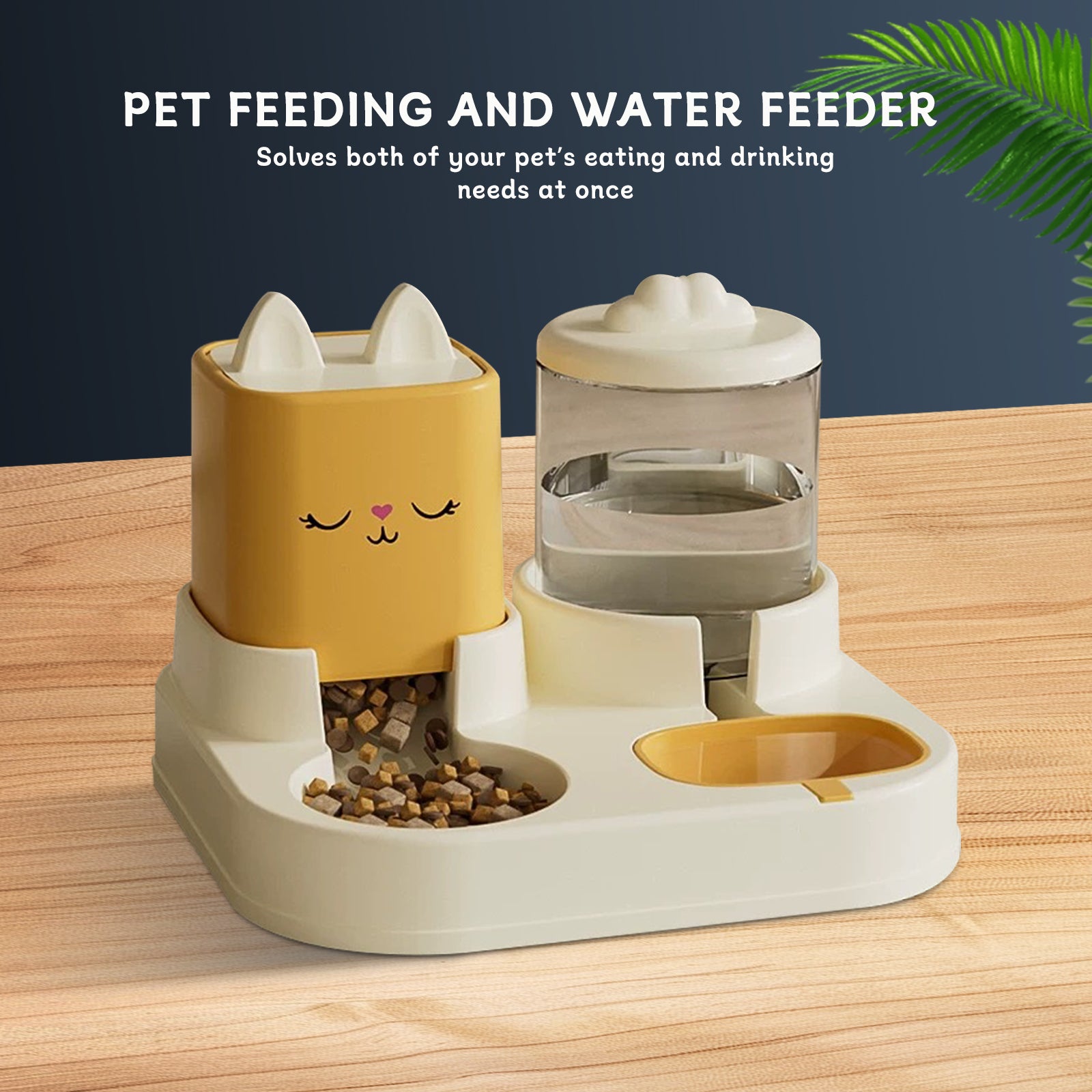 Dispositivo de alimentación y bebida para mascotas con apariencia súper linda, ingeniosamente diseñado con separación seca y húmeda, adición automática de agua, universal para gatos y perros, resuelve fácilmente los problemas de alimentación