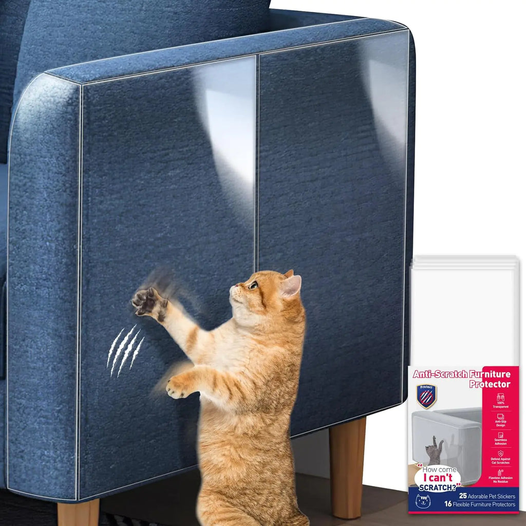 Protectores para Sofá contra Mascotas - Paquete de 12 Protectores de Muebles Anti Arañazos de Gato con Alfileres de Giro - Protector de Sofá Transparente y Resistente para Gatos - Accesorios Disuasorios para Gatos