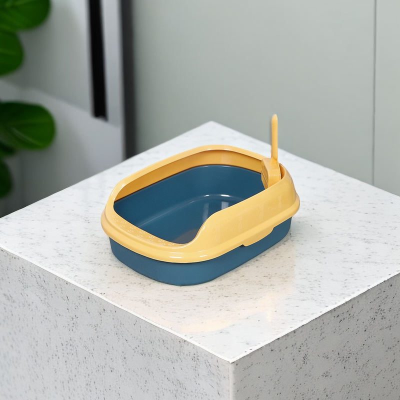 Cuenca de Arena para Gatos Semi-Cerrada con Pala Duradera