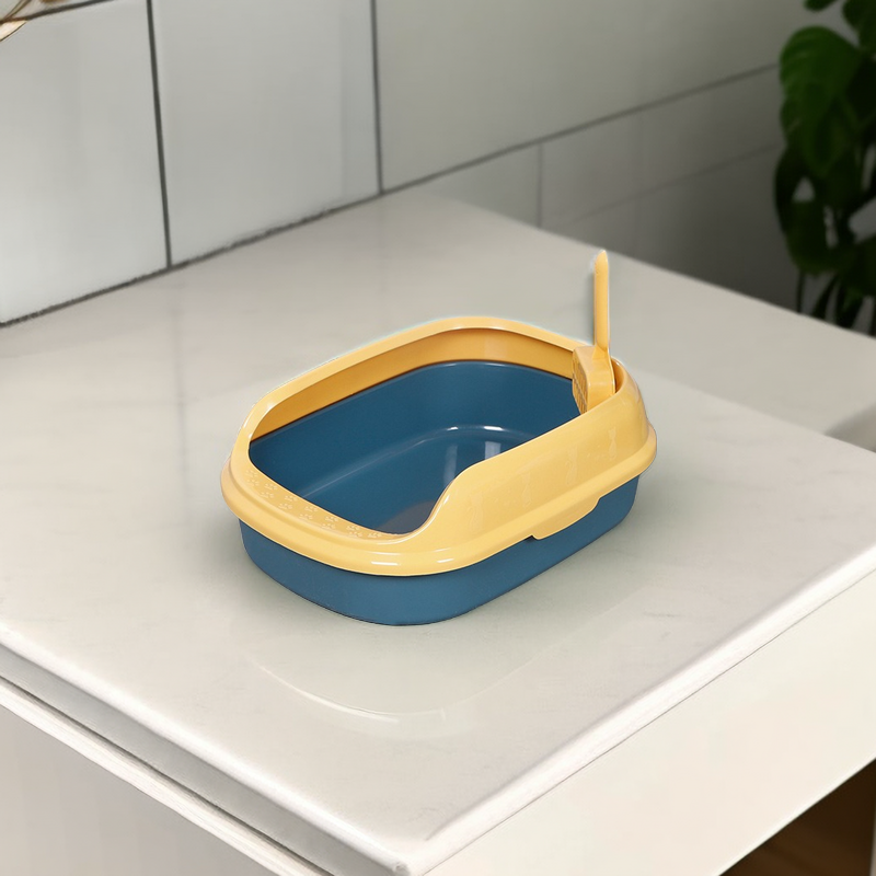 Cuenca de Arena para Gatos Semi-Cerrada con Pala Duradera